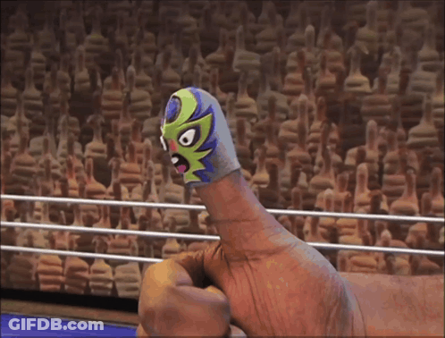 Finger With Mask Giving Thumbs Up In Boxing Ring GIF