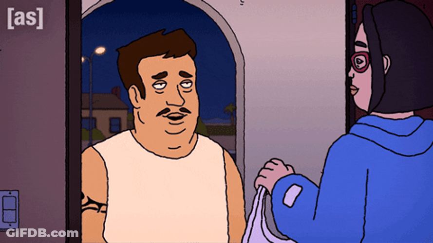 Fingers Pointed To Hotdog Delivery Man GIF
