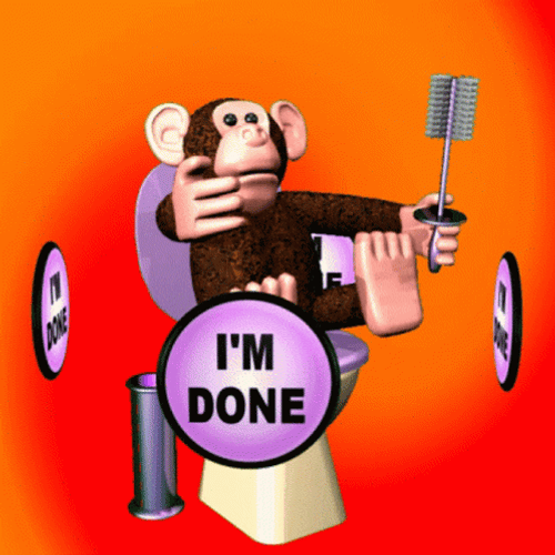Finished I'm Done Happy Animated Monkey GIF