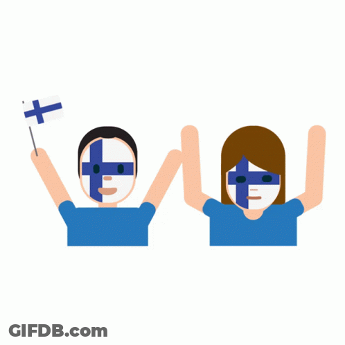 Finland Face Paint Couple Holding Flag GIF