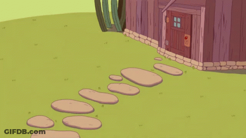 Finn And Jake Standing In Front Of Wooden House GIF