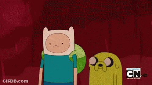 Finn And Jake Standing In Red Cave GIF