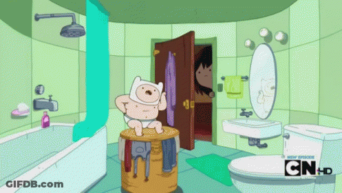 Finn Cartoon In Bathroom With CN And HD GIF