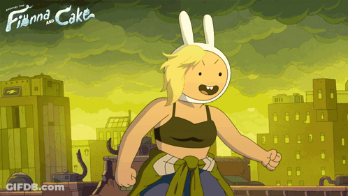 Finna And Cake Cartoon Show With Yellow Sky GIF