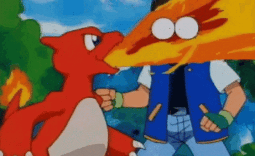 Fire Anime Charmeleon Attacking Ash GIF