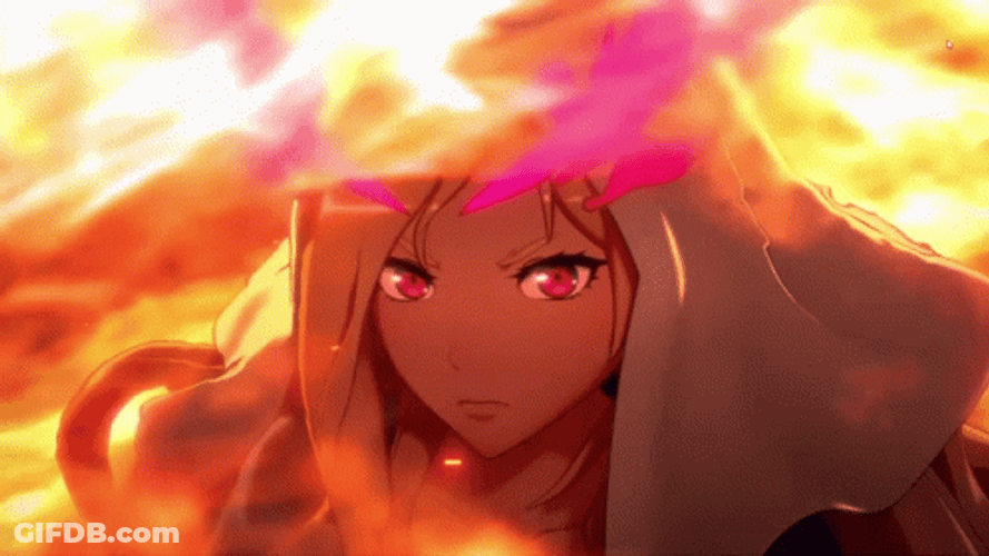 Fire Anime Monster Strike Lucifer Smirking GIF