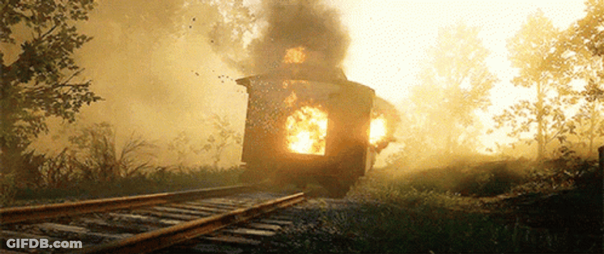 Fire Burning Train Crash GIF