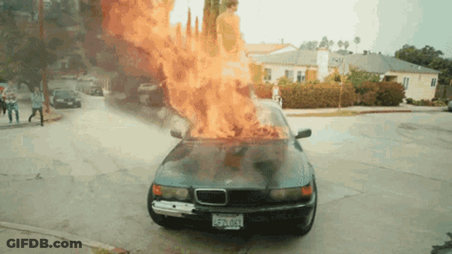 Fire Car Burning Past Hundred Days GIF