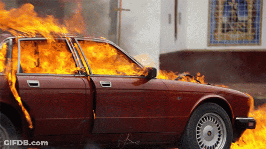 Fire Car Parked Burning Church GIF