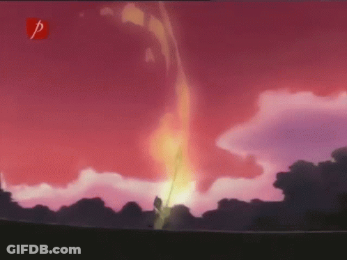 Fire Coming Out Of Sky With Letter P GIF