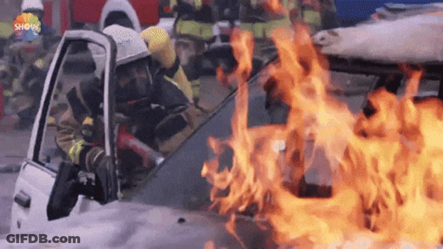 Fire Extinguisher For Car Burning GIF