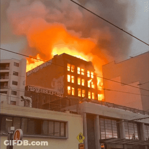 Fire Flame On Building GIF