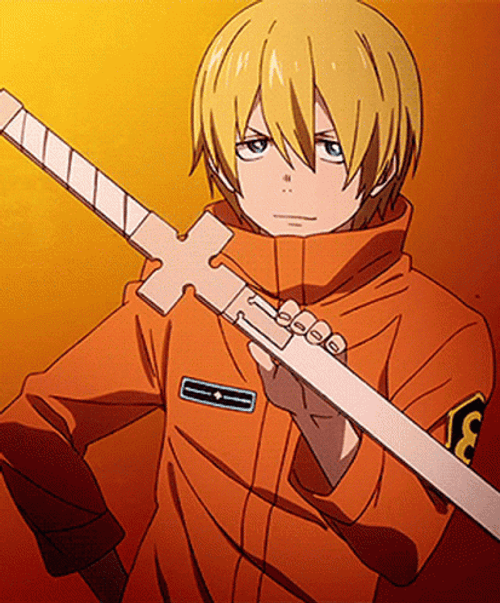Fire Force Arthur Holding Sword GIF