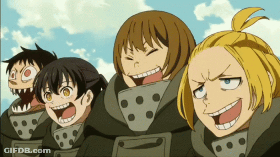 Fire Force Characters Laughing GIF