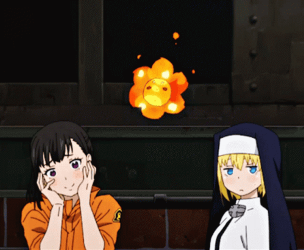 Fire Force Iris And Maki GIF
