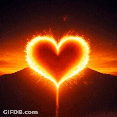 Fire Heart From Fireworks GIF