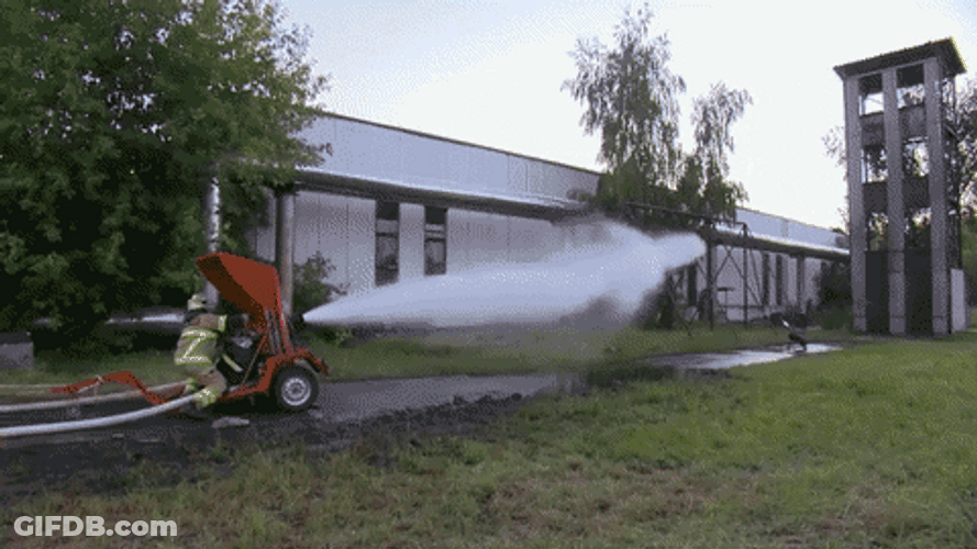Fire Hose Versus Flamethrower GIF