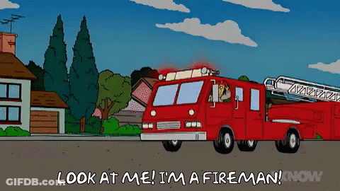 Fire Truck Says Look At Me I'm A Fireman Now GIF
