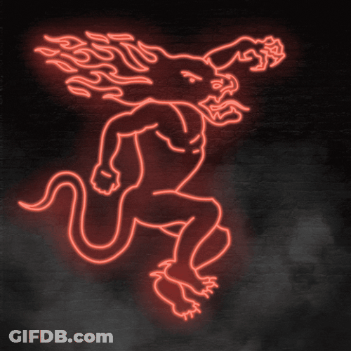 Fireball Happy Dragon Neon GIF