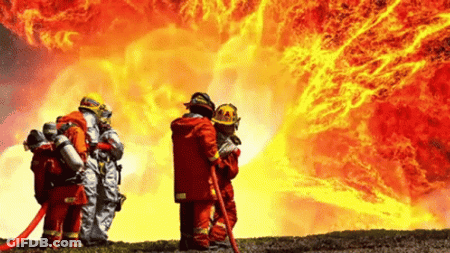 Firefighter Team Battling The Fire GIF