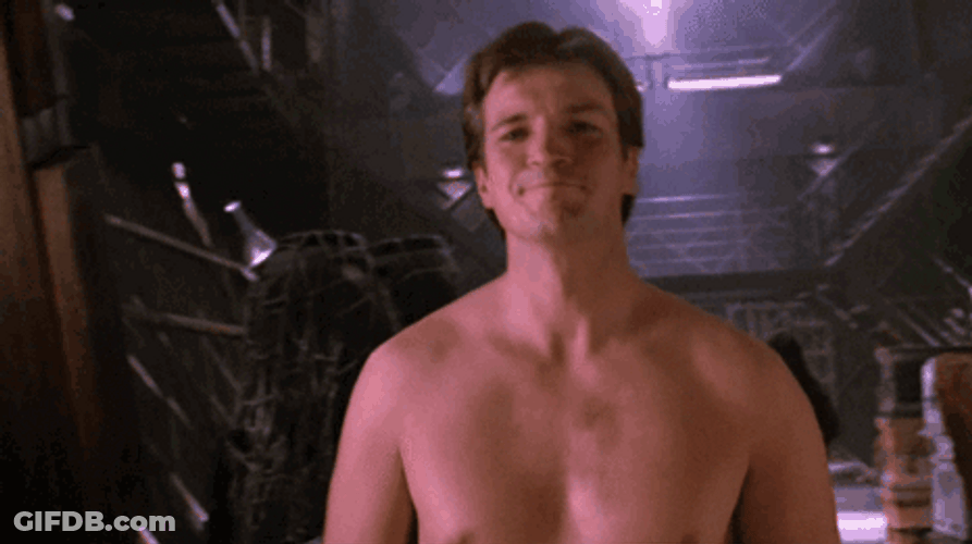 Firefly Nathan Fillion Shirtless Man Boobs GIF