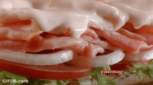 Firehouse Subs Sandwich With Tomatoes And Onions GIF
