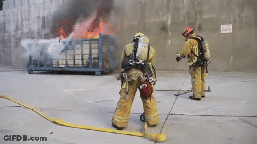 Fireman Dumpster Fire GIF