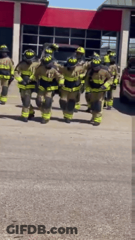 Fireman In Helmet And Goggles With Letter G GIF