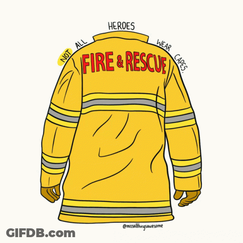 Fireman Jacket Saying Fire & Rescue GIF