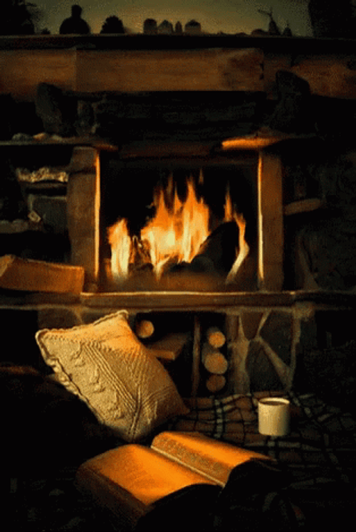 Fireplace And Coffee Mug GIF