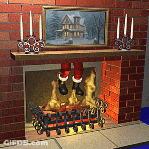 Fireplace And Santa Claus Feet GIF