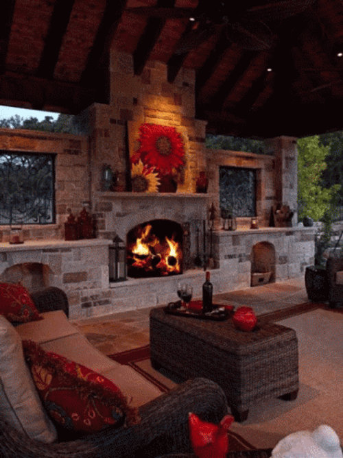 Fireplace And Sunflower Painting GIF