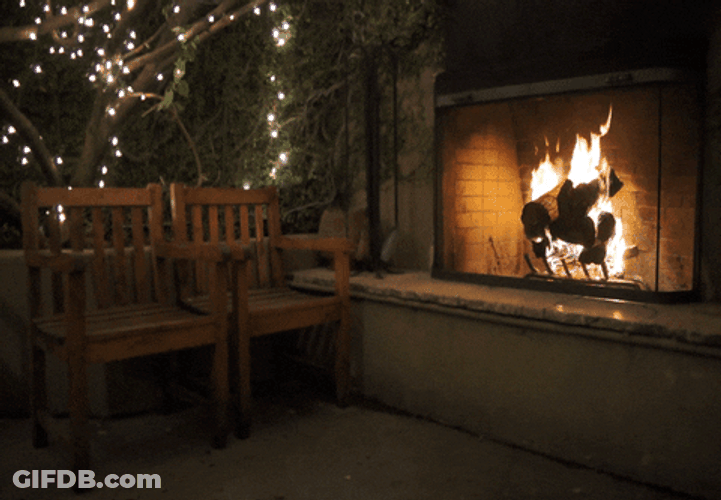 Fireplace And Two Chairs GIF