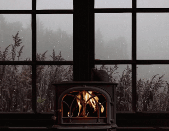 Fireplace Beside Window GIF