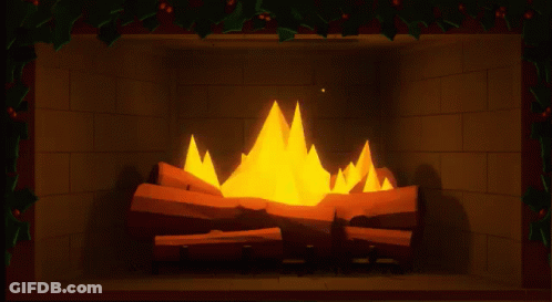 Fireplace With Burning Logs GIF