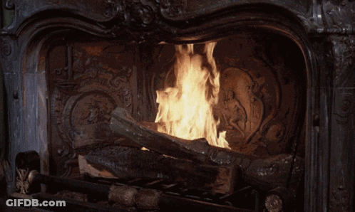 Fireplace With Logs And Flames GIF