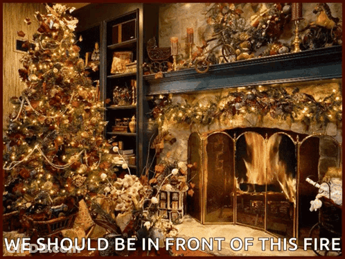 Fireplace With Words We Should Be In Front Of This Fire GIF