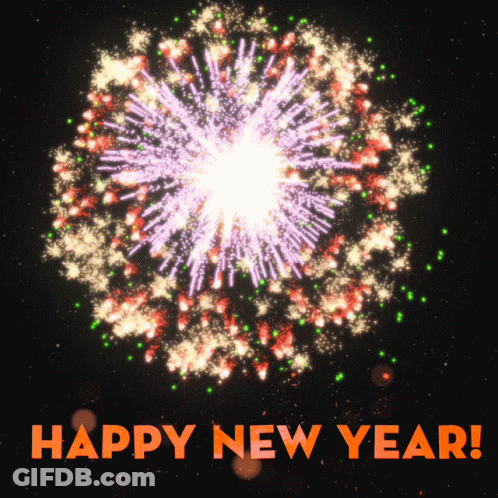 Firework Display Saying Happy New Year GIF