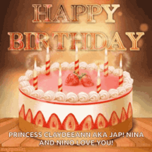 Fireworks And Strawberry Cake Happy Birthday To You GIF