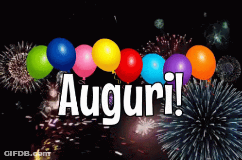 Fireworks Balloons With White Auguri GIF