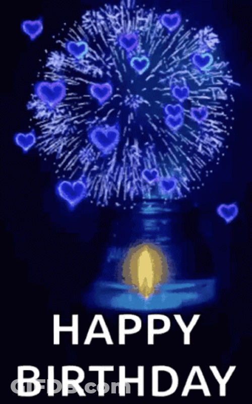Fireworks Blue Hearts Happy Birthday Husband GIF