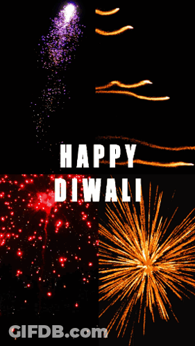 Fireworks Collage Saying Happy Diwali GIF