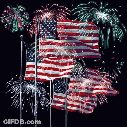 Fireworks Display Flag Happy Fourth Of July GIF