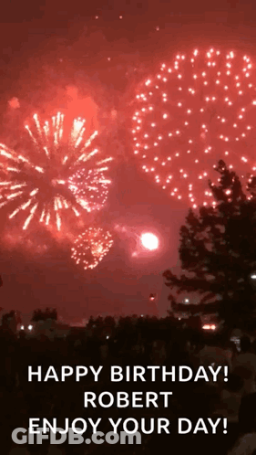 Fireworks Display Saying Happy Birthday Robert Enjoy Your Day GIF