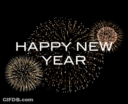 Fireworks Display Saying Happy New Year GIF