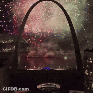 Fireworks Display Watched From Arch GIF
