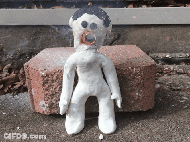 Fireworks Fail Clay Figure Headshot GIF