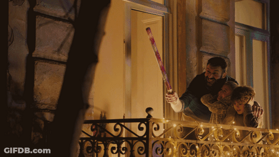 Fireworks Fail Father Daughter Balcony GIF
