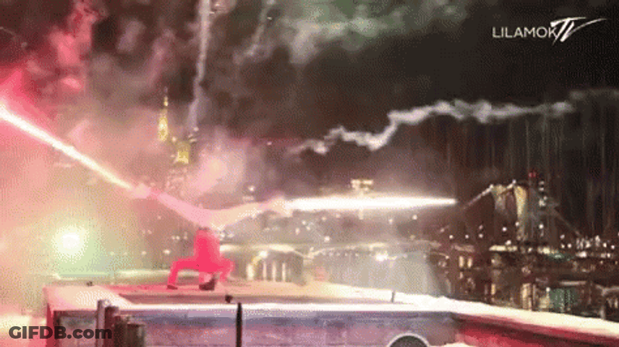 Fireworks Fail Man Head Spinning GIF