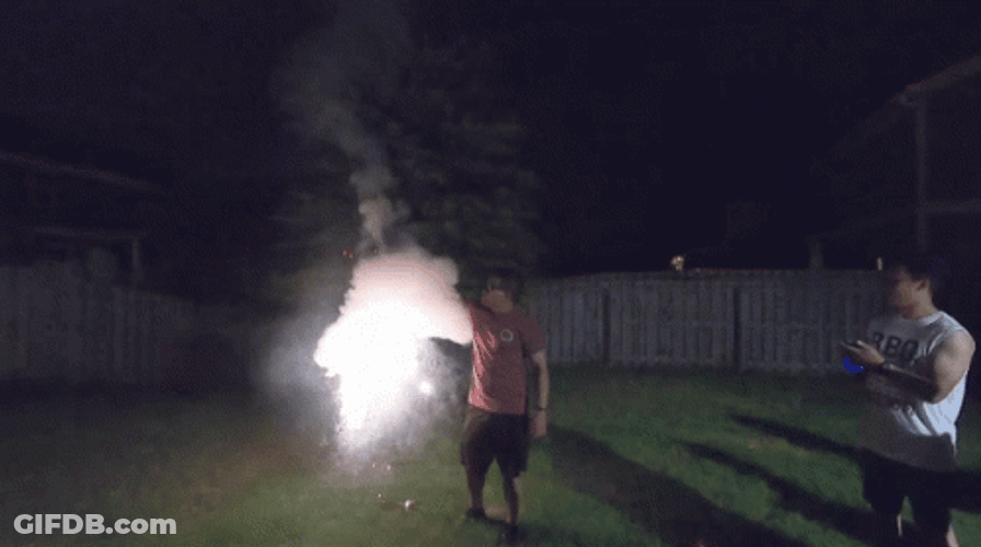 Fireworks Fail Men Got Hit GIF